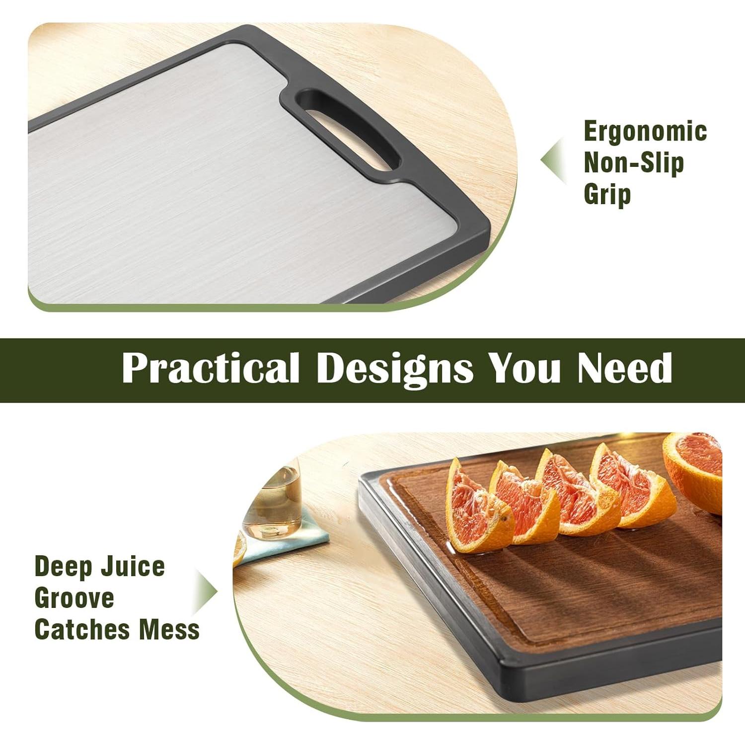 Tabla de Cortar Doble Cara Sutaig 38.1 cm Titanio y Ébano