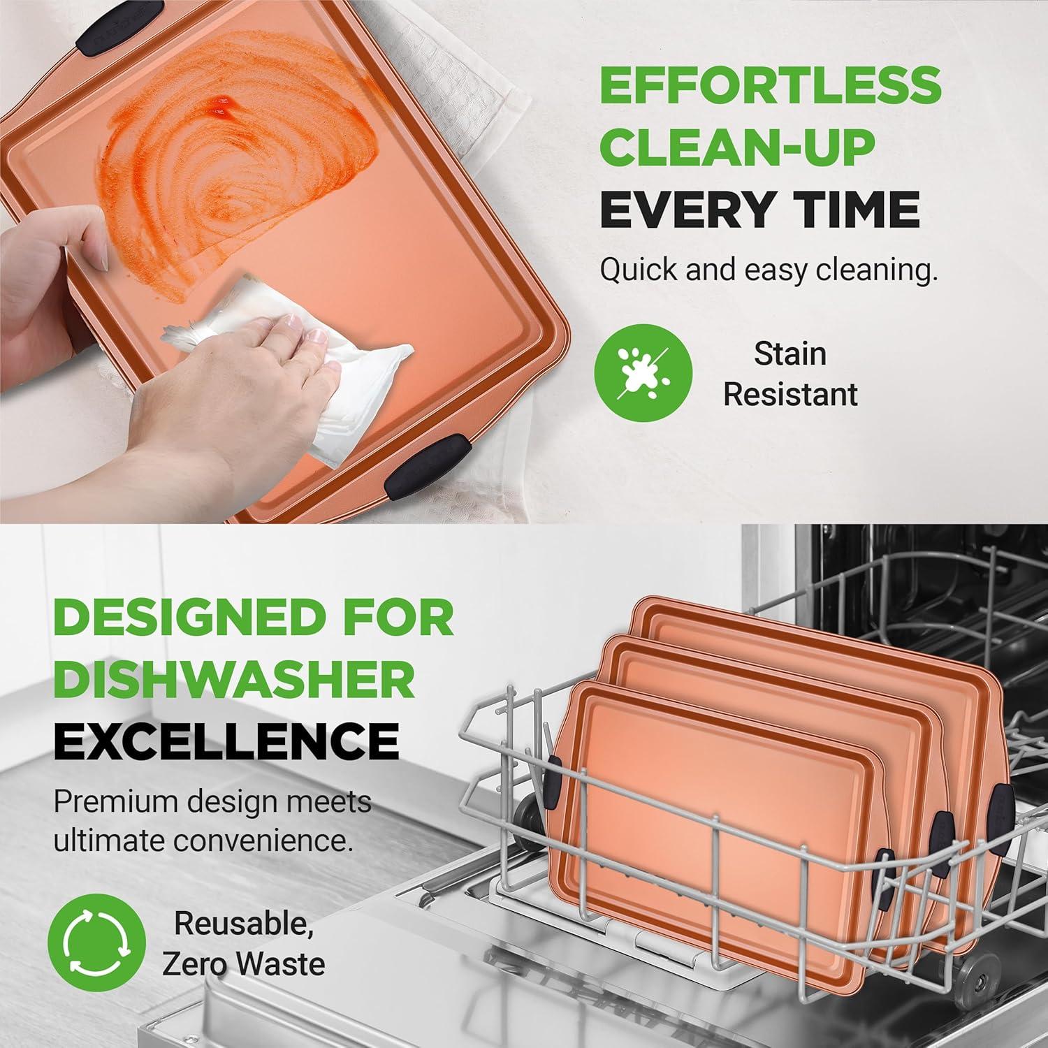 Conjunto de Bandejas para Hornear NutriChef 3 Piezas Antiadherente