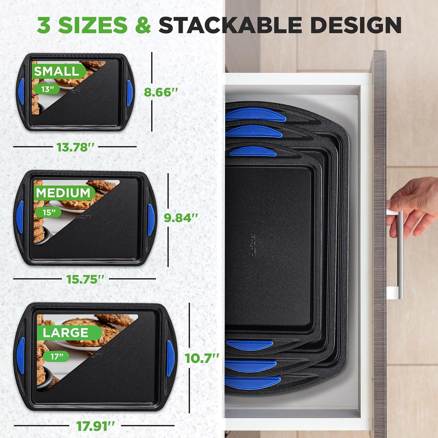 Set de 3 Bandejas para Hornear NutriChef Antiadherentes 230°C