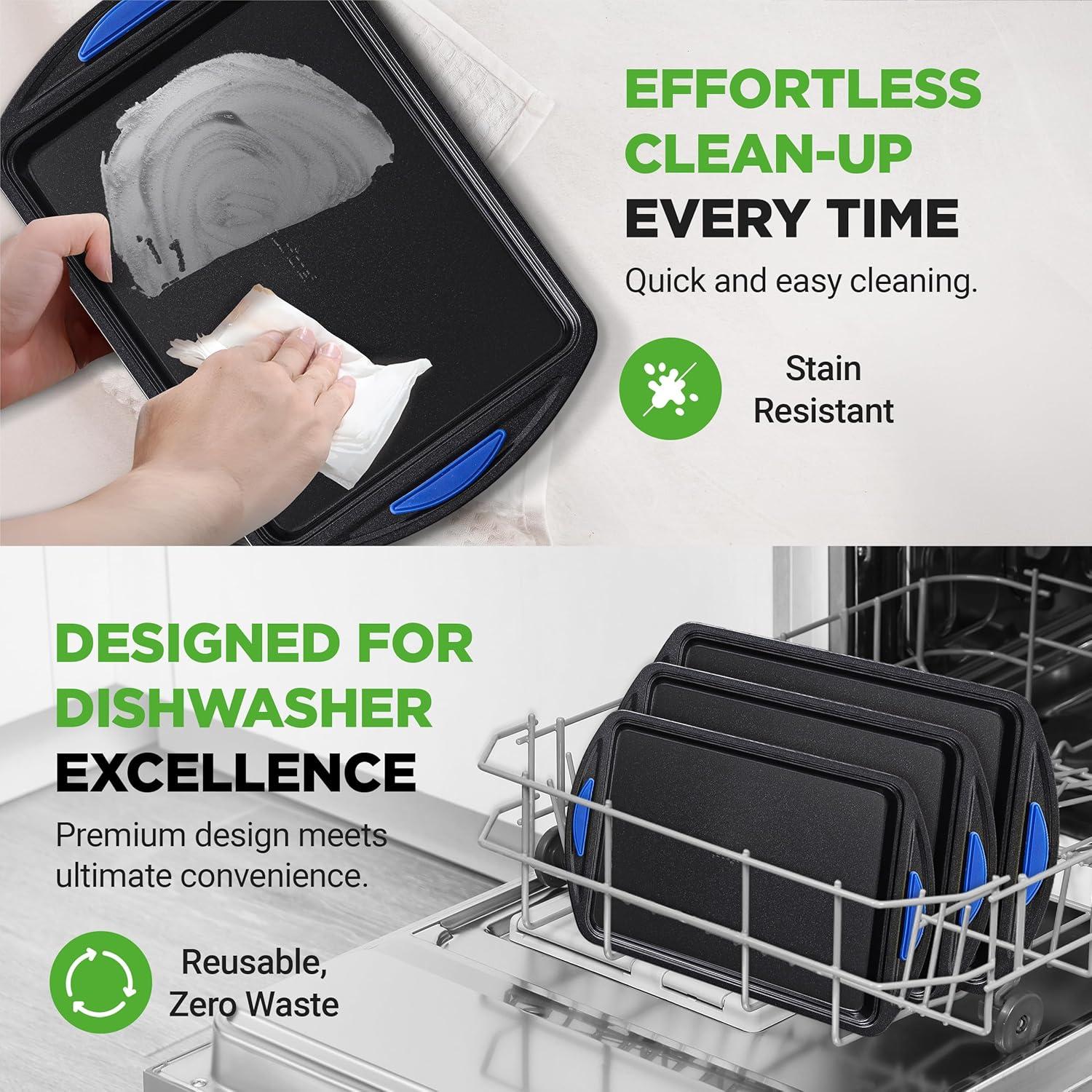 Set de 3 Bandejas para Hornear NutriChef Antiadherentes 230°C