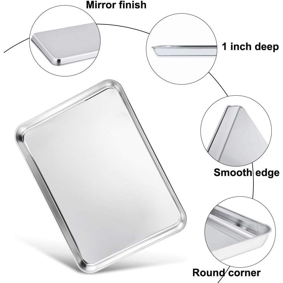 Juego de 4 bandejas para hornear TeamFar de acero inoxidable