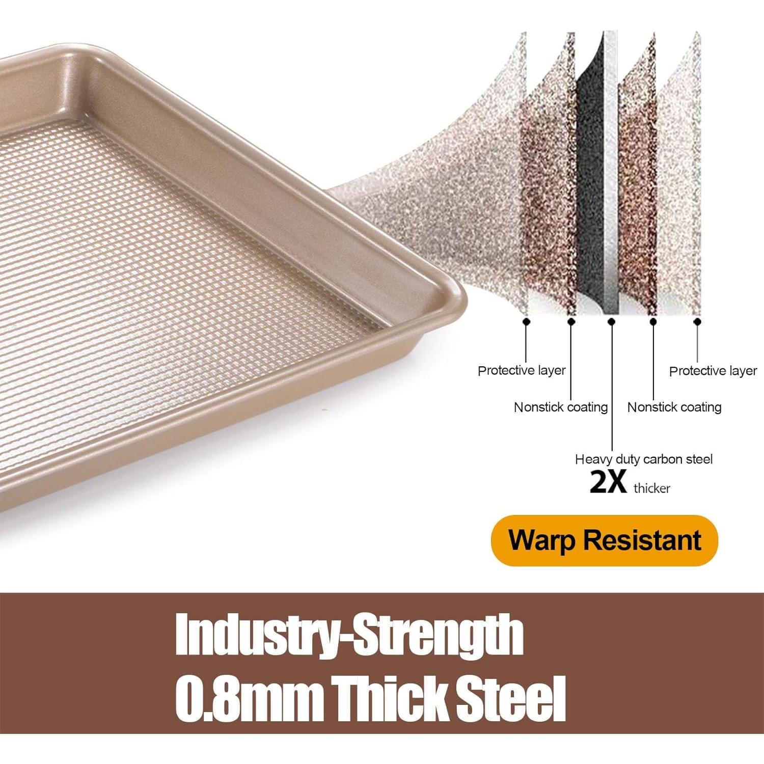 Juego de 2 bandejas de hornear JOHO BAKING 25x38 cm doradas