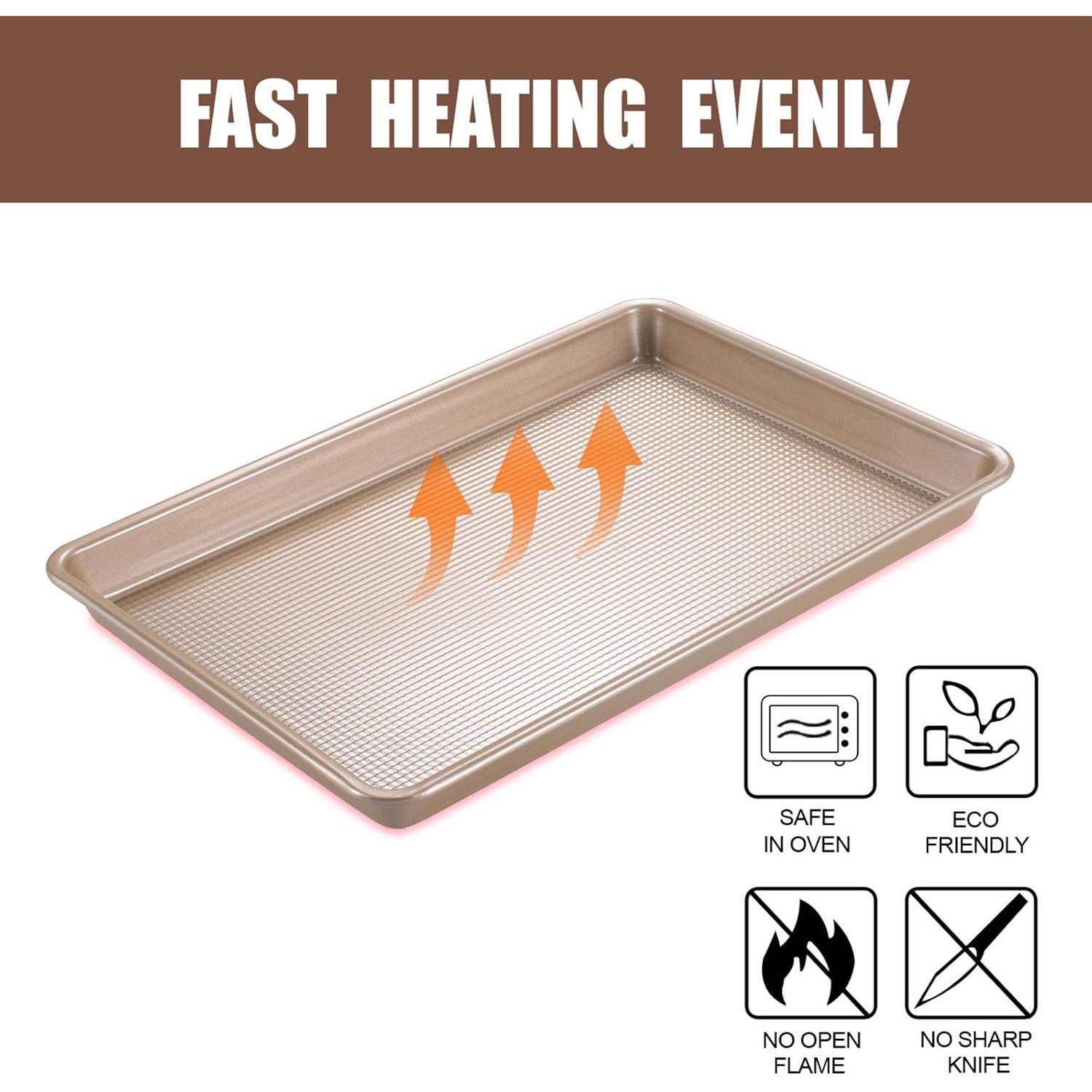 Juego de 2 bandejas de hornear JOHO BAKING 25x38 cm doradas