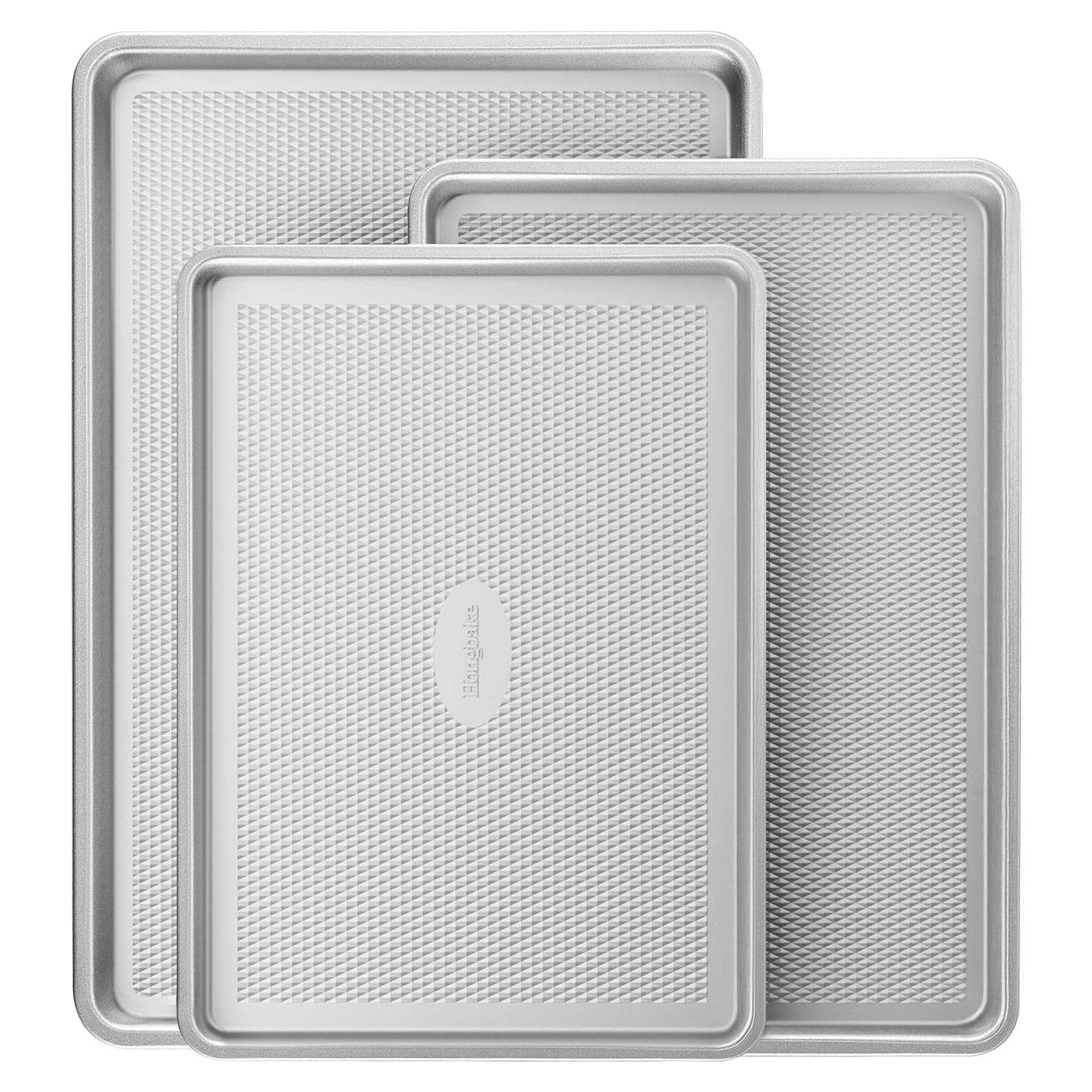 Juego de Bandejas para Hornear HONGBAKE 3 Piezas Antiadherentes