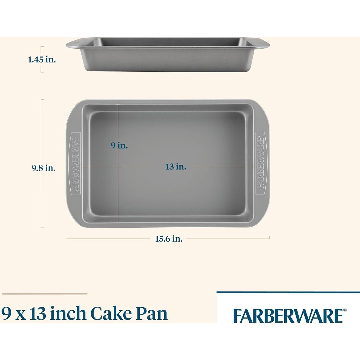 Sartén para Hornear Antiadherente Farberware 23x33 cm Gris