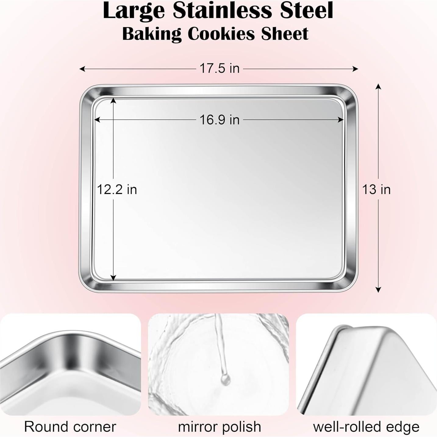 Bandeja para Hornear E-far 44.5x33 cm Acero Inoxidable Apta Lavavajillas