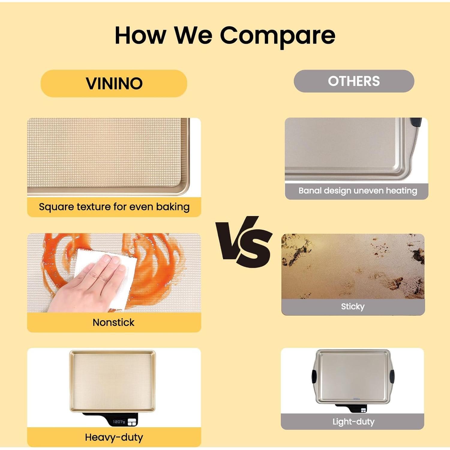 Juego de bandejas para hornear Vinino 3 piezas acero al carbono