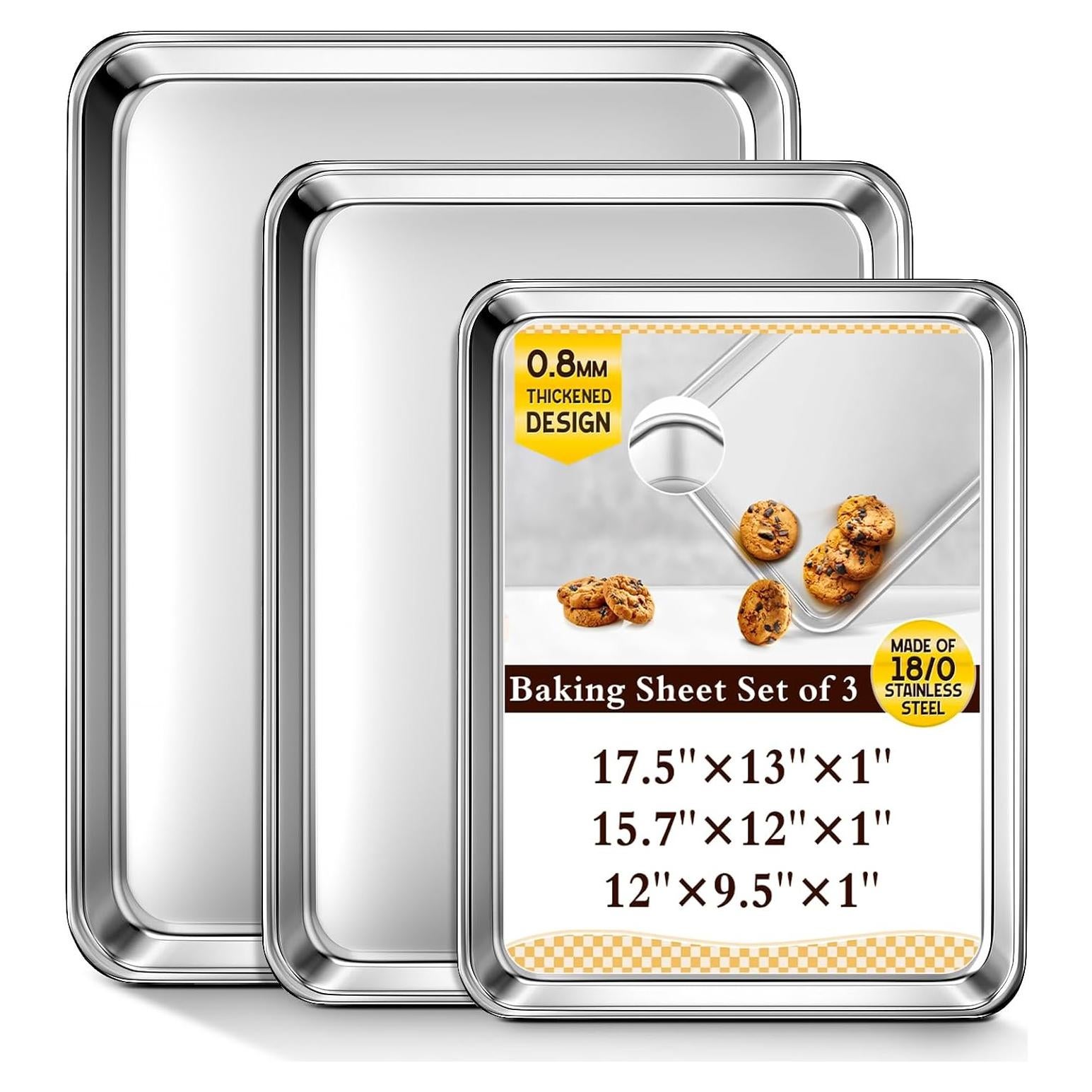 Juego de bandejas para hornear Yuiicaov 3 piezas 30.5-44.5 cm