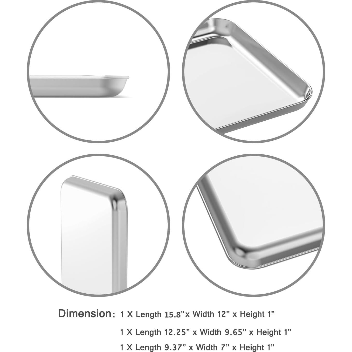 Juego de bandejas para hornear Wildone 3 piezas acero inoxidable 23-41 cm
