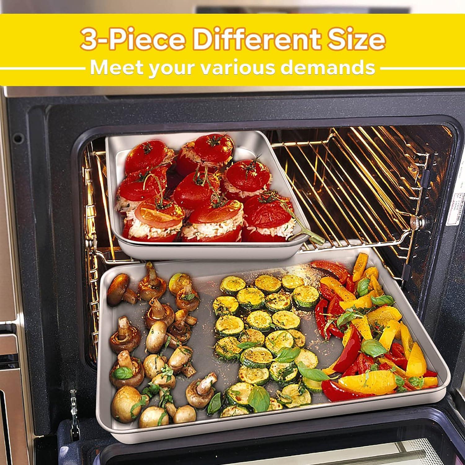 Juego de bandejas para hornear E-far 3 piezas acero inoxidable