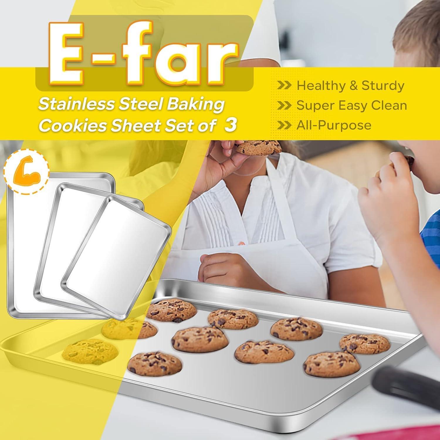 Juego de bandejas para hornear E-far 3 piezas acero inoxidable