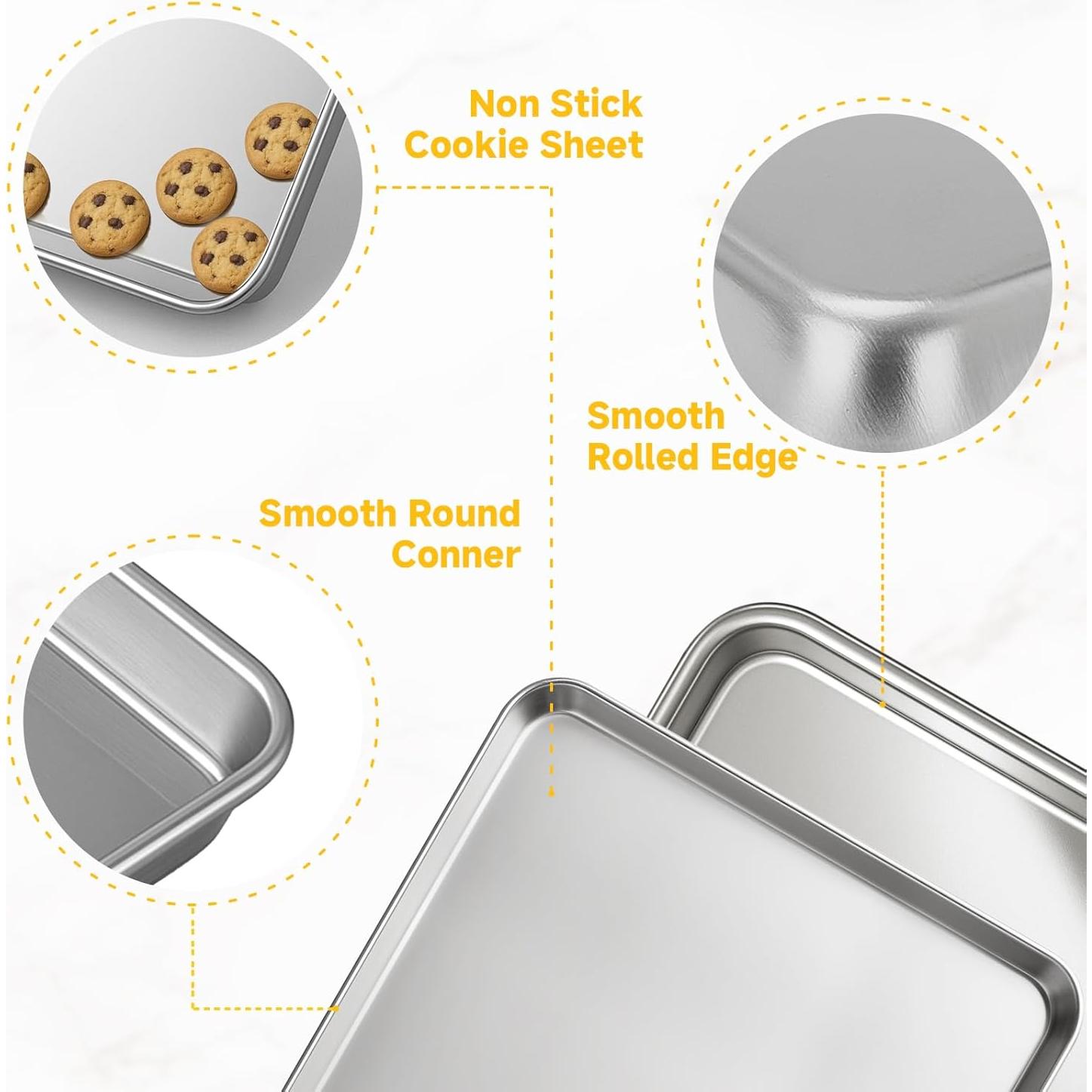 Juego de bandejas para hornear Ohtomber 3 piezas acero inoxidable