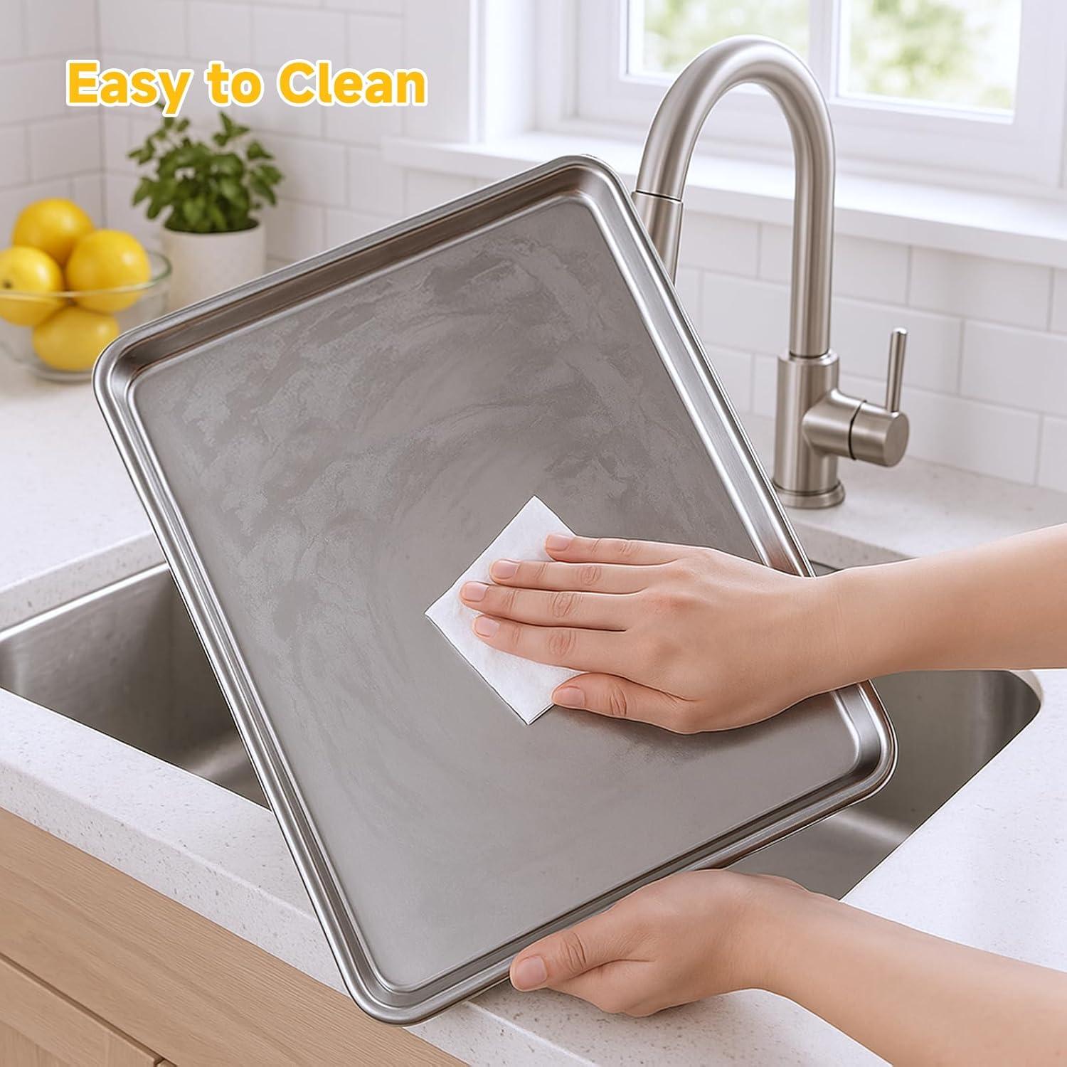 Juego de bandejas para hornear Ohtomber 3 piezas acero inoxidable