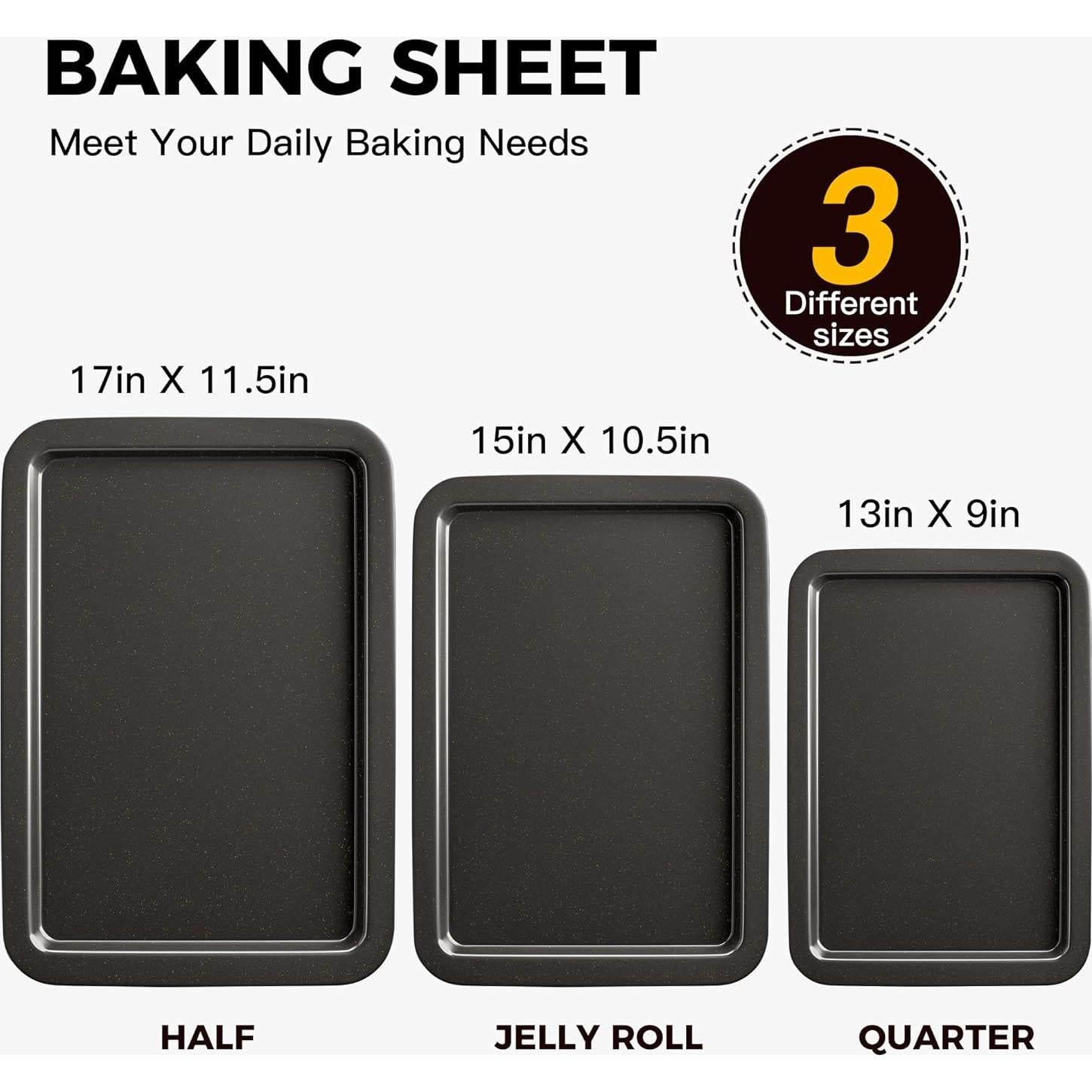 Juego de Bandejas para Hornear HONGBAKE 3 Piezas Cerámica Gris