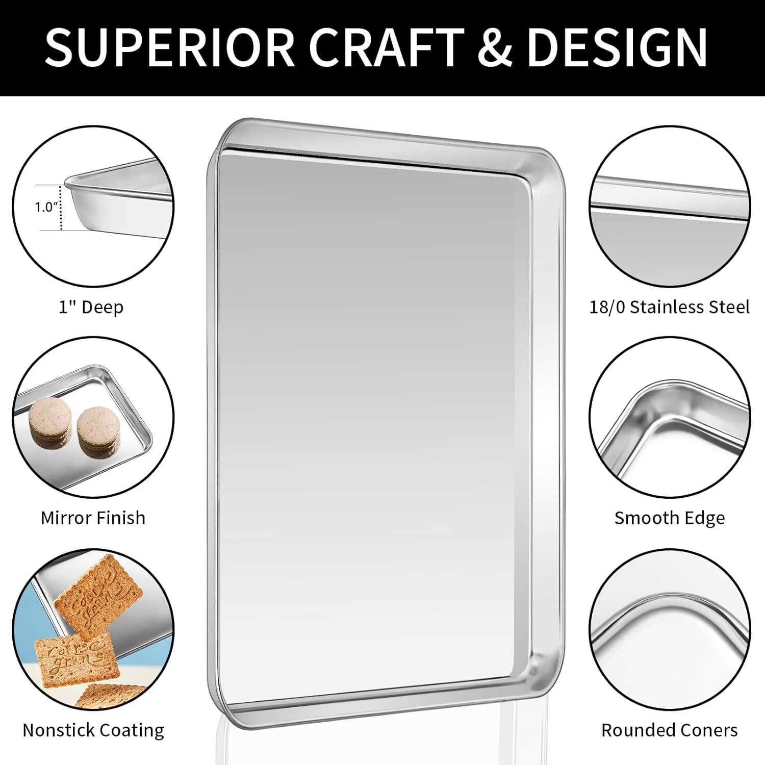 Juego de Bandejas para Hornear CEKEE 6 Piezas Acero Inoxidable