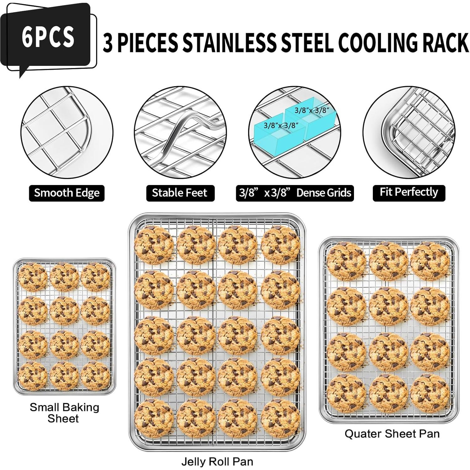 Juego de Bandejas para Hornear CEKEE 6 Piezas Acero Inoxidable