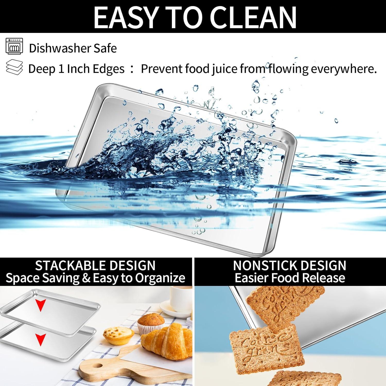 Juego de Bandejas para Hornear CEKEE 6 Piezas Acero Inoxidable