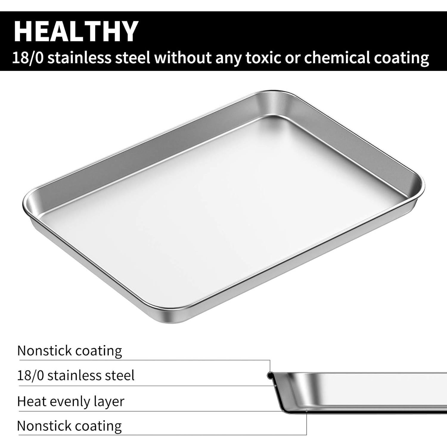 Juego de 2 bandejas para hornear Bastwe de acero inoxidable 40.6x30.5cm