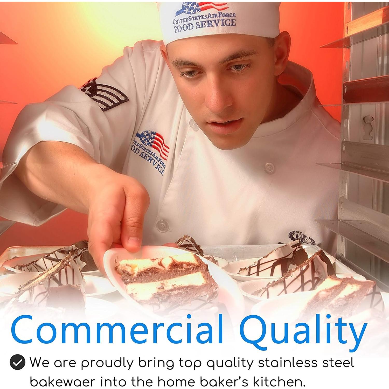 Juego de 2 bandejas para hornear Bastwe de acero inoxidable 40.6x30.5cm