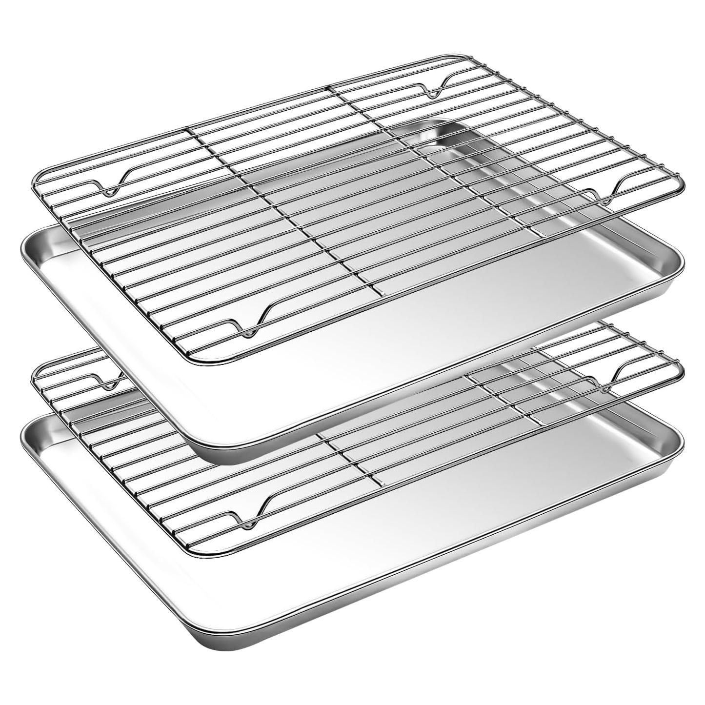 Juego de bandejas para hornear CEKEE 4 piezas acero inoxidable