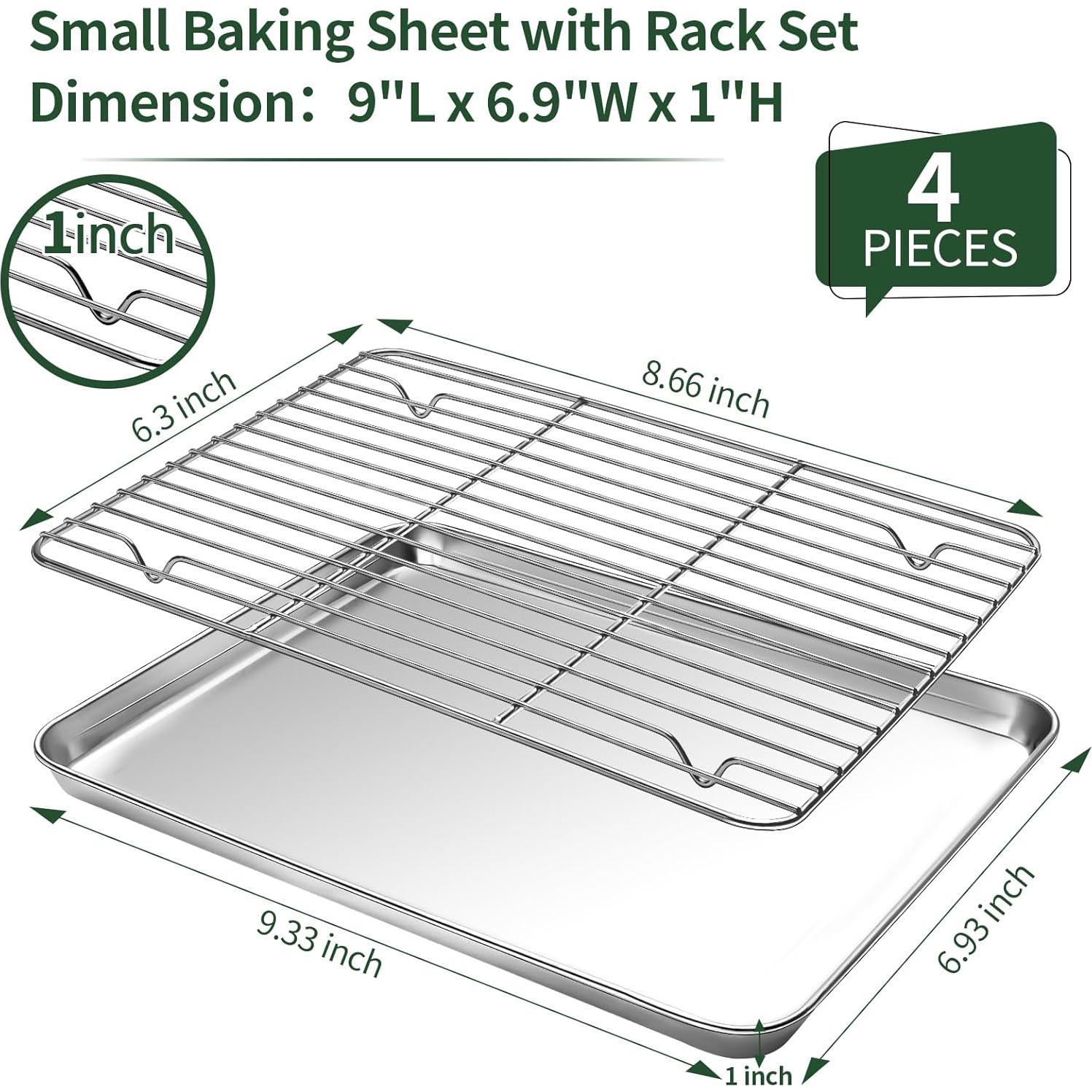 Juego de bandejas para hornear CEKEE 4 piezas acero inoxidable