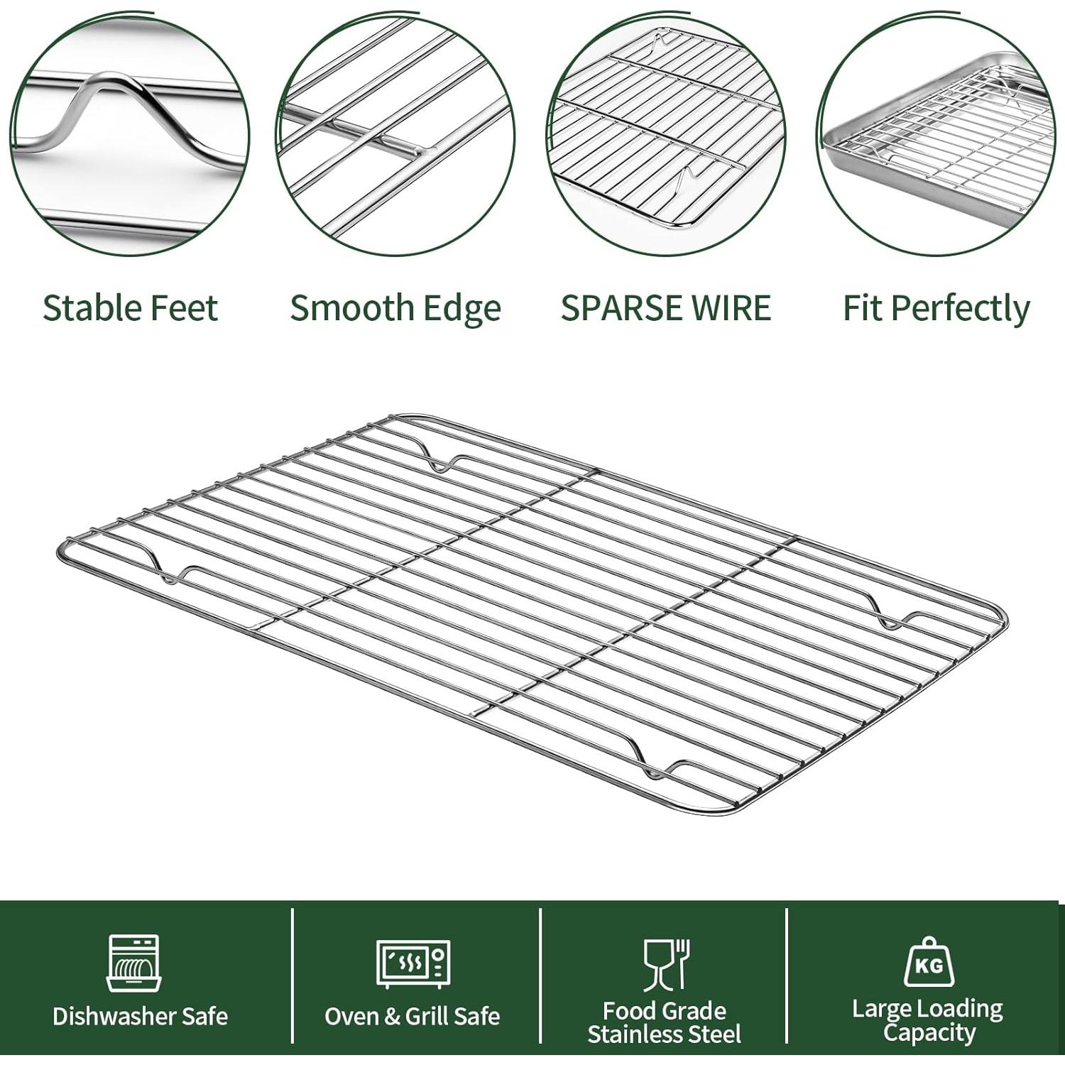 Juego de bandejas para hornear CEKEE 4 piezas acero inoxidable