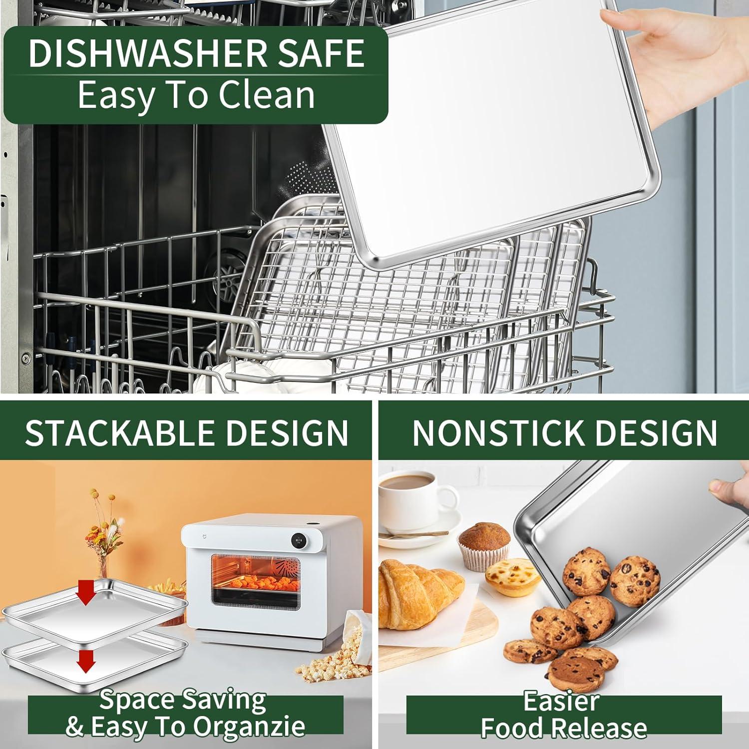 Juego de bandejas para hornear CEKEE 4 piezas acero inoxidable