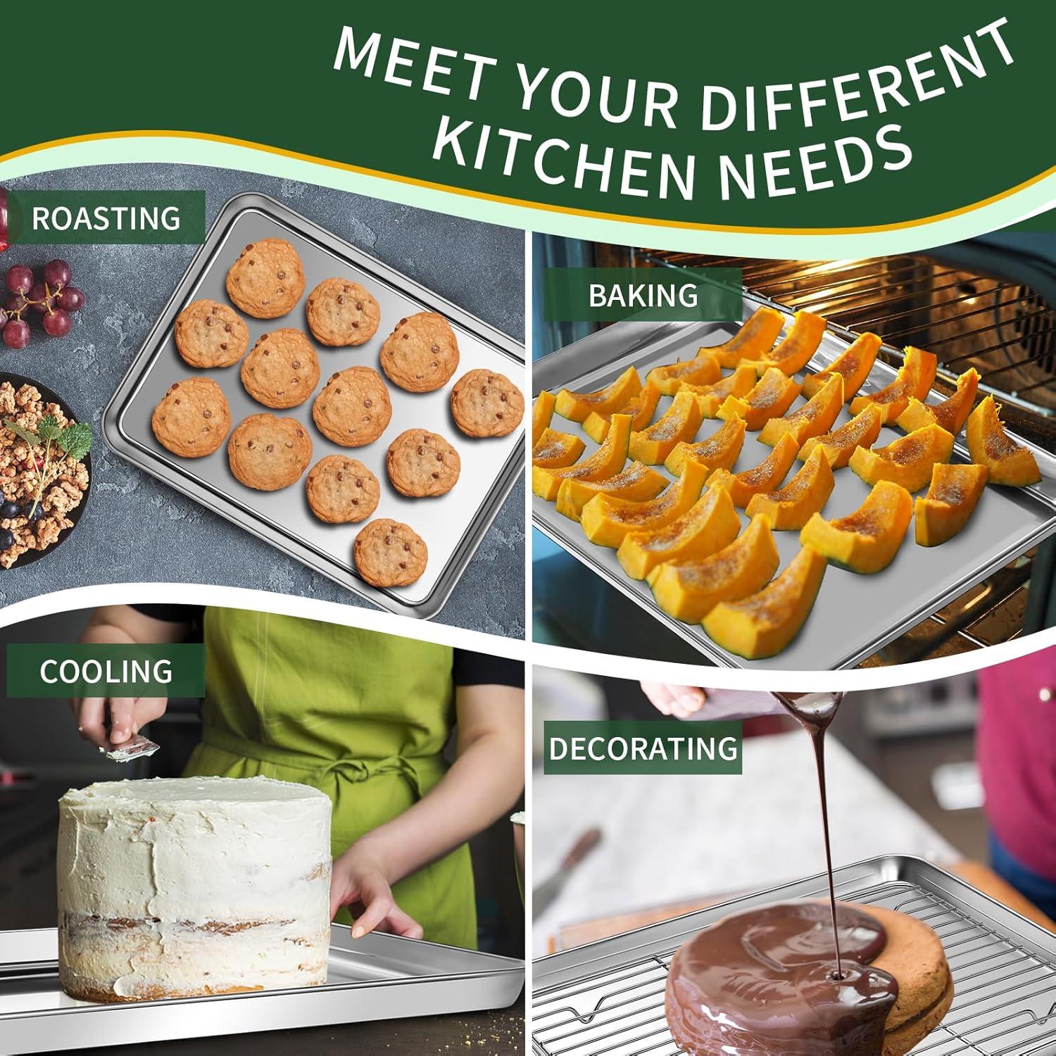 Juego de bandejas para hornear CEKEE 4 piezas acero inoxidable