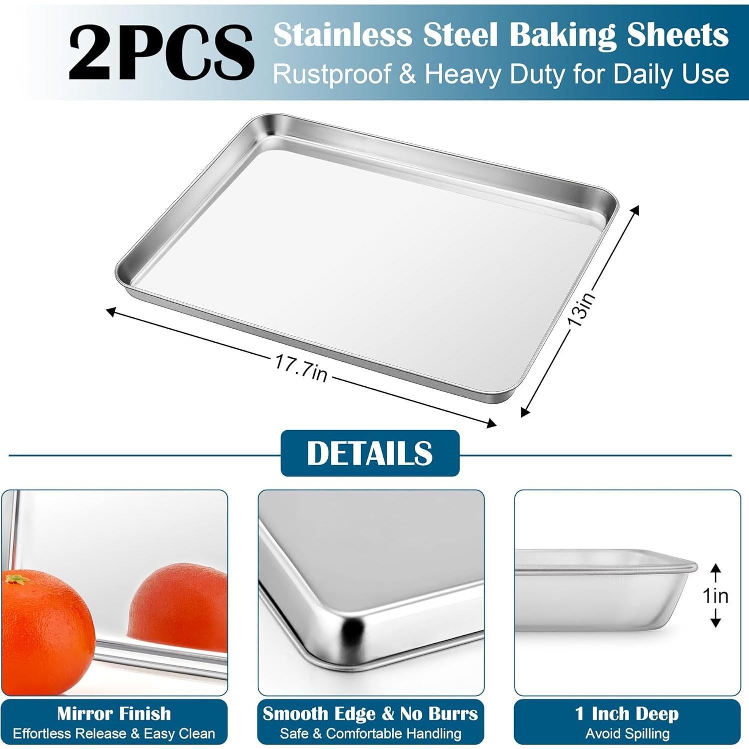 Bandeja para Hornear E-far 45 x 33 cm Acero Inoxidable