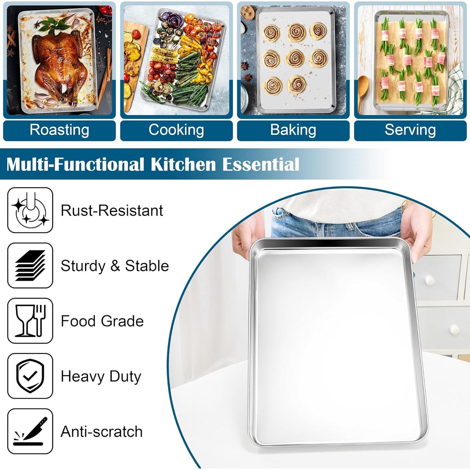 Bandeja para Hornear E-far 45 x 33 cm Acero Inoxidable