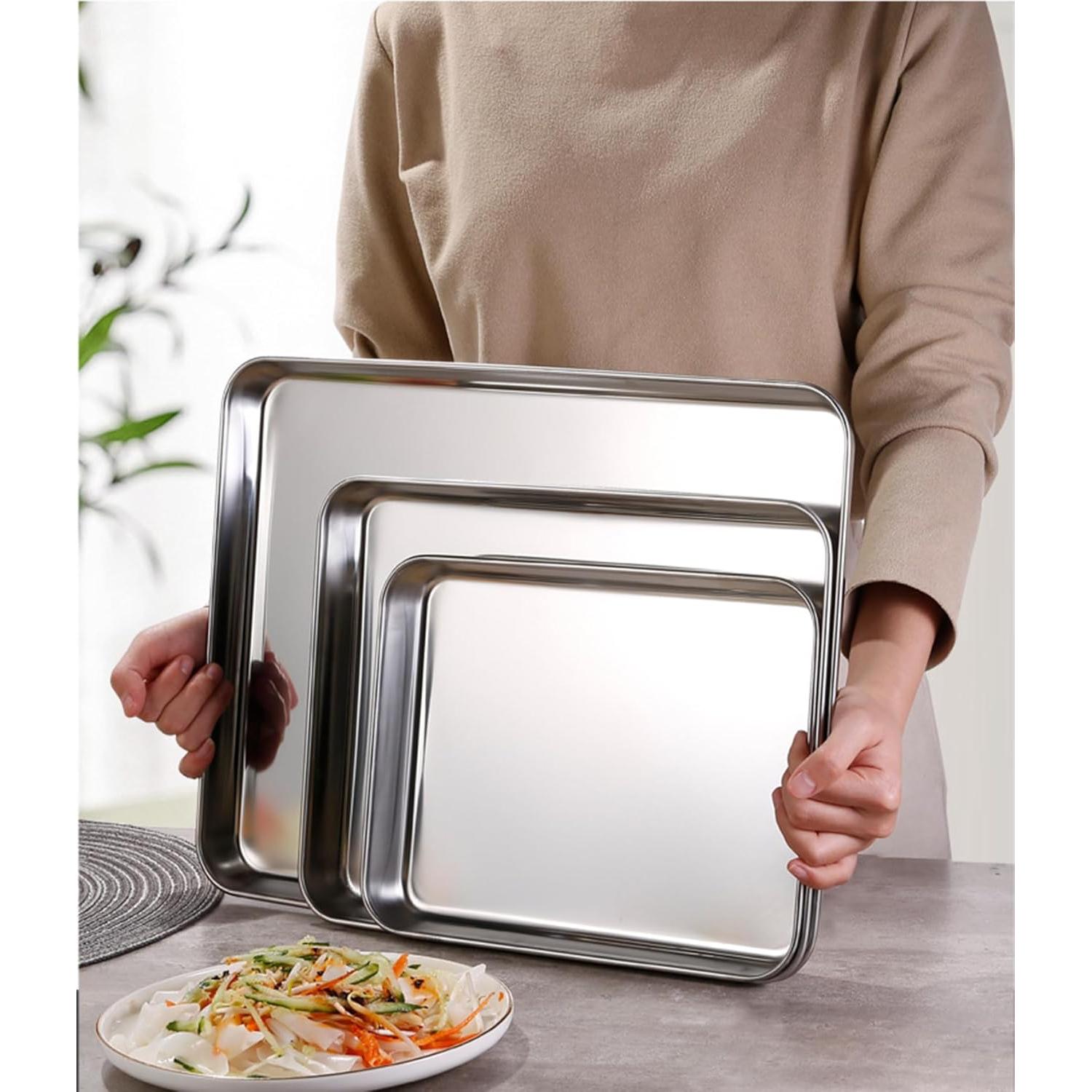 Bandejas para Hornear HYTK Acero Inoxidable 304 2 Piezas 23.6x17.5 cm