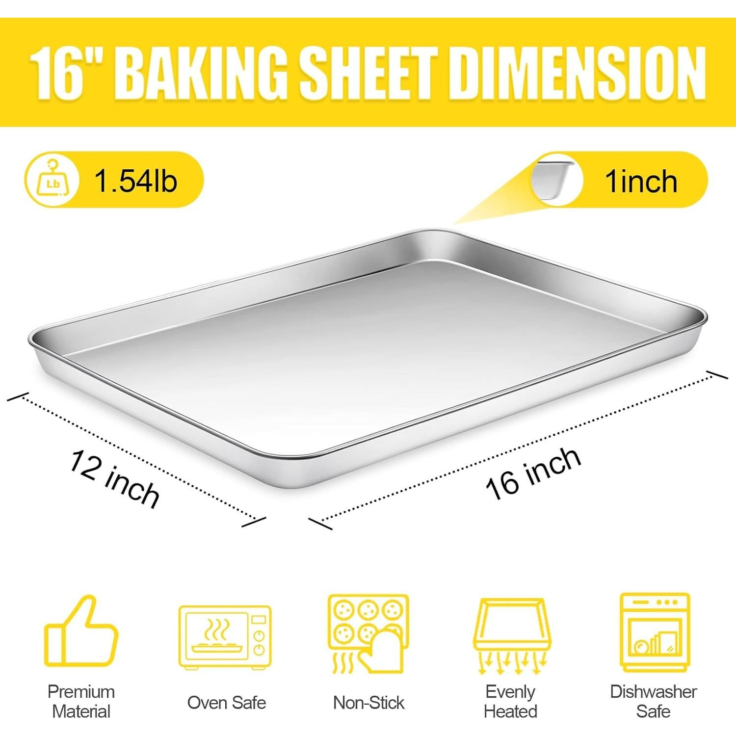 Bandeja para Hornear Terlulu Acero Inoxidable 40.6x30.5cm 2 Piezas