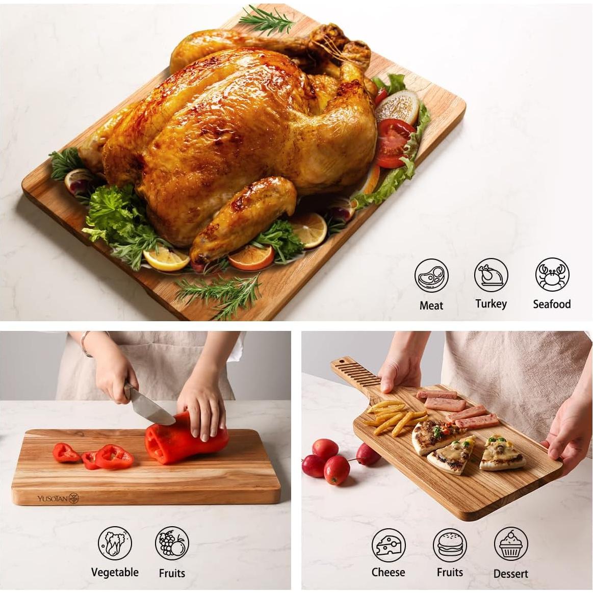 Juego de 3 Tablas de Cortar de Madera de Teca YUSOTAN