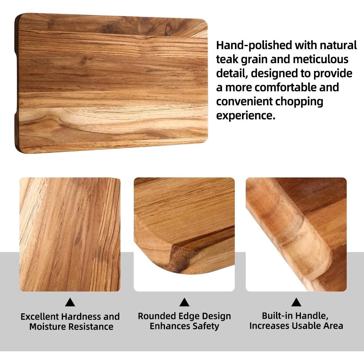 Juego de 3 Tablas de Cortar de Madera de Teca YUSOTAN