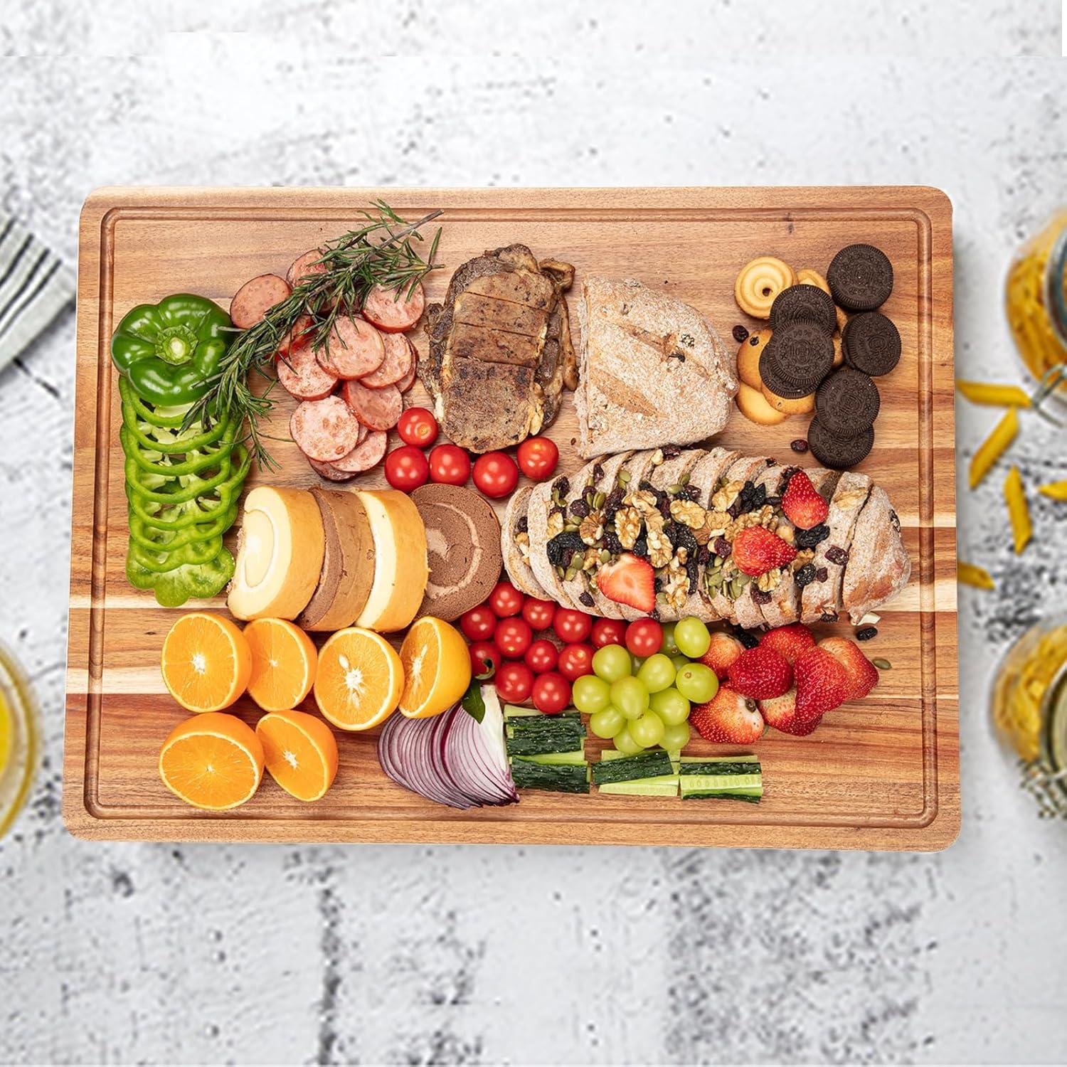 Tabla de Cortar de Madera de Acacia GAOMON 50.8x38.1 cm con Mango