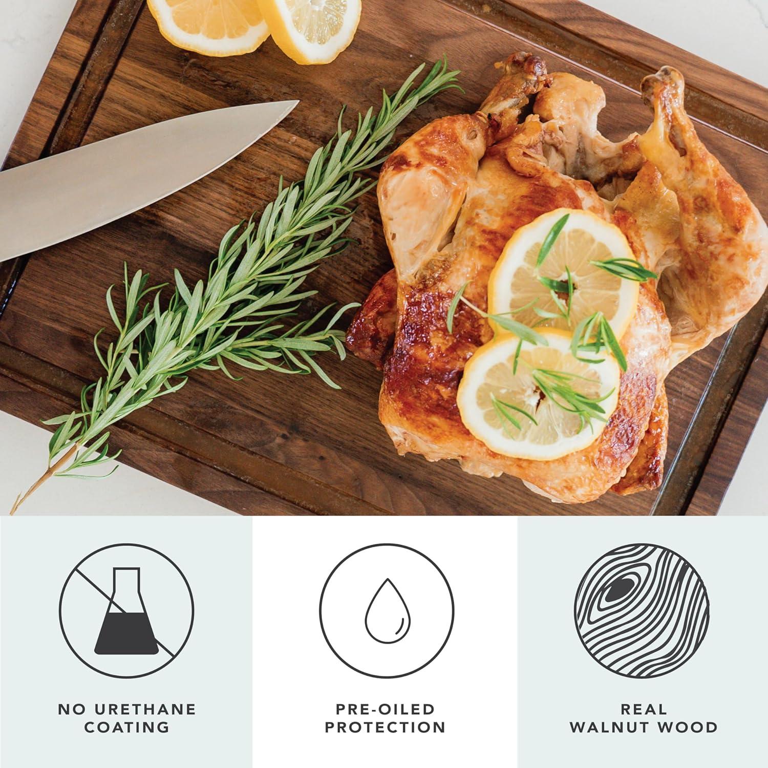 Tabla de Cortar Rossie Home Nogal 43x33 cm Reversible con Surco