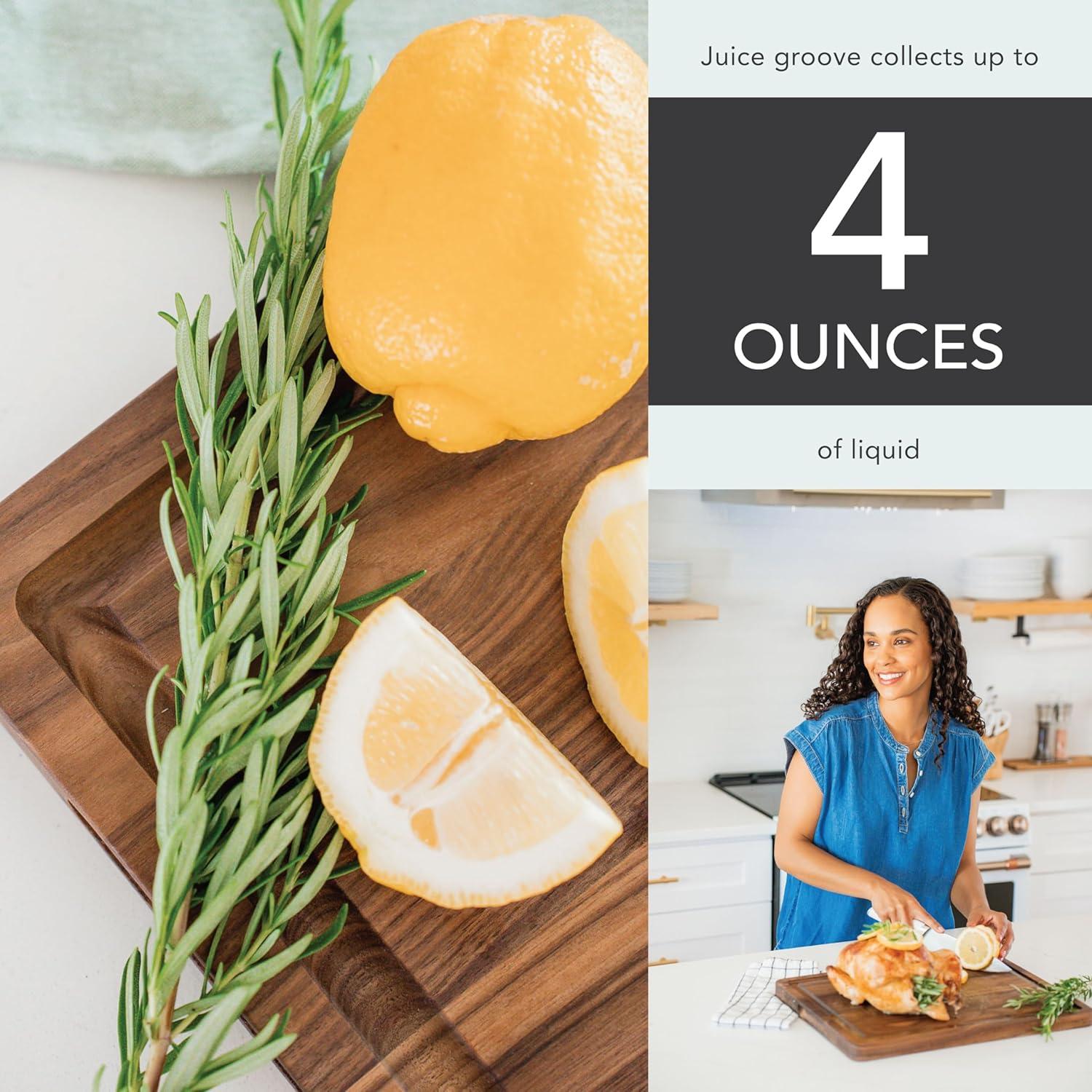 Tabla de Cortar Rossie Home Nogal 43x33 cm Reversible con Surco