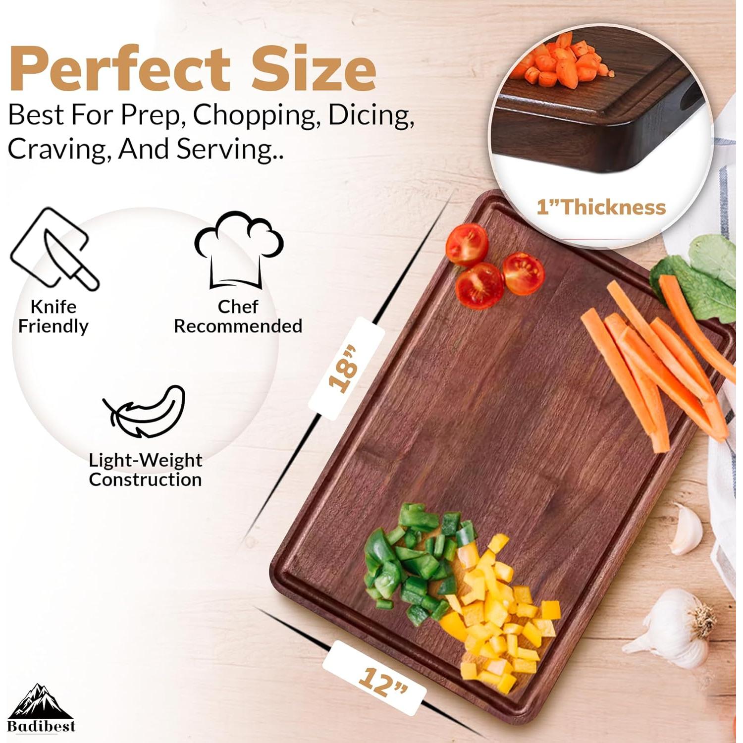 Tabla de Cortar de Madera de Nogal Badibest 45.72x30.48 cm
