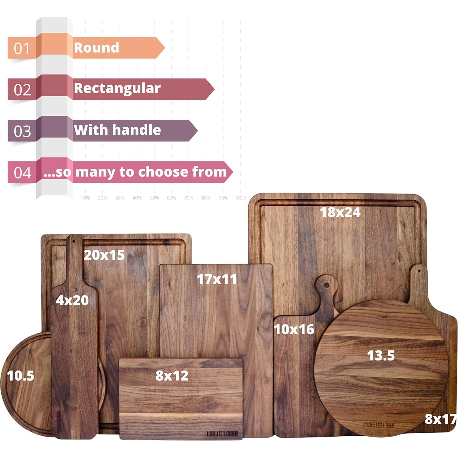 Tabla de Cortar Redonda de Nogal Virginia Boys 34.29 cm