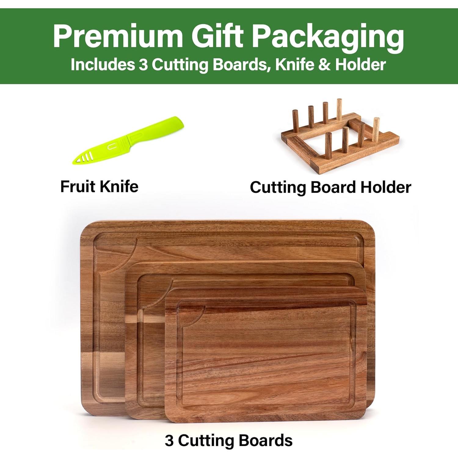 Juego de 3 Tablas de Cortar de Madera de Acacia TJ POP