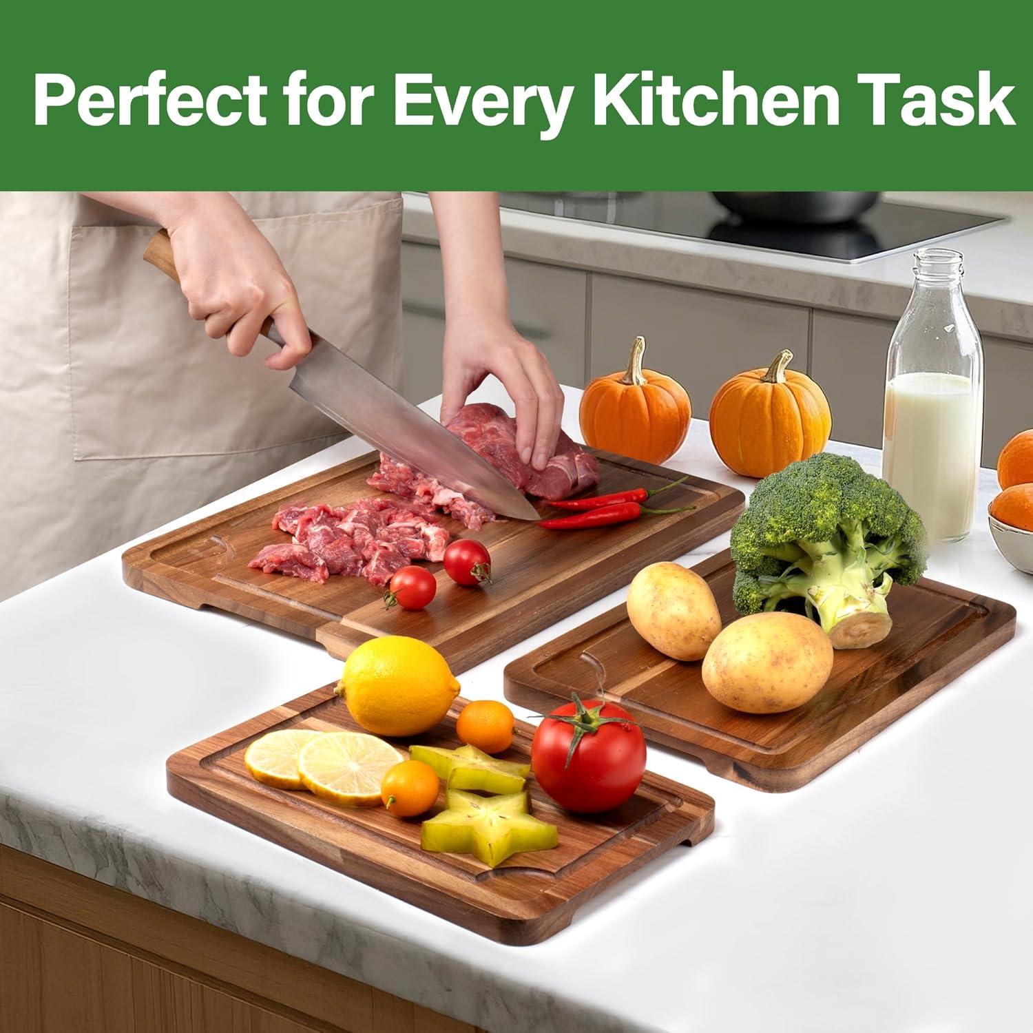 Juego de 3 Tablas de Cortar de Madera de Acacia TJ POP