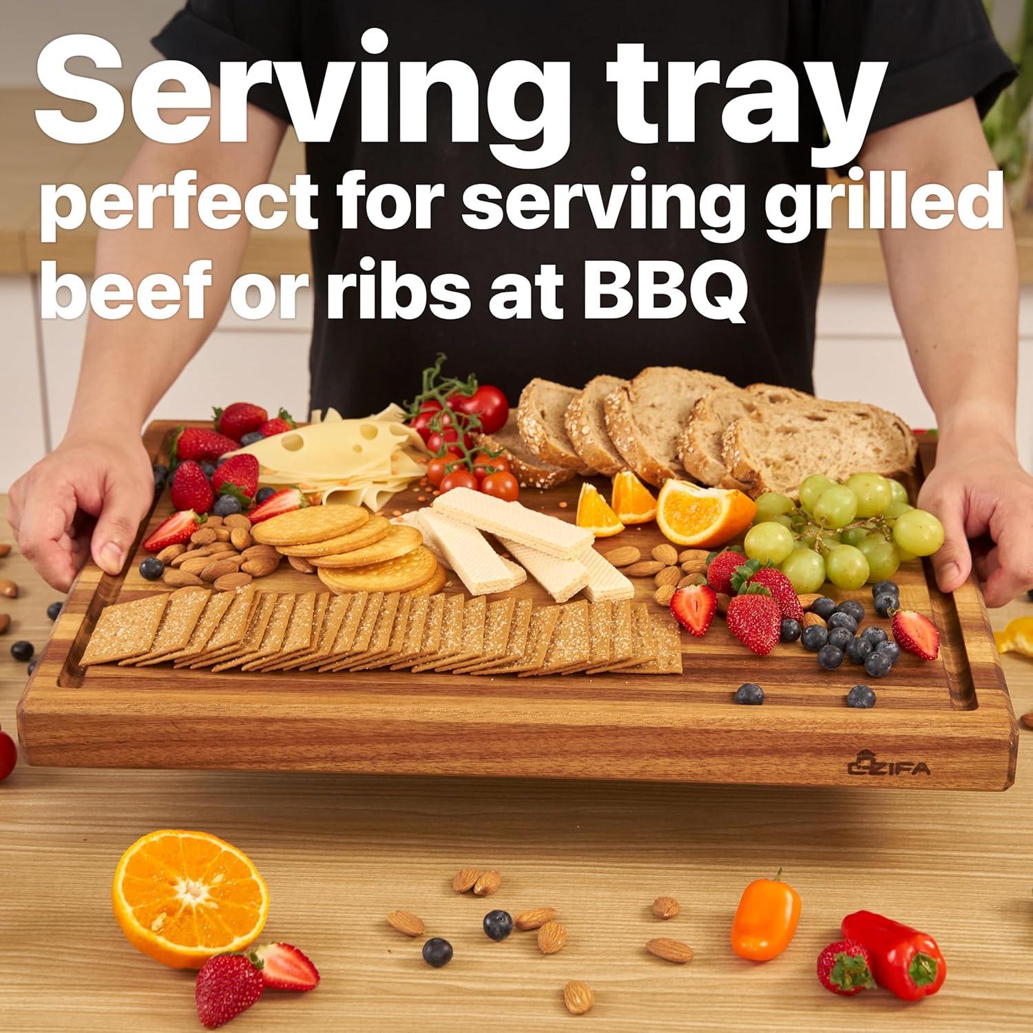 Tabla de Cortar Grande COZIFA de Acacia 43.2x30.5cm con Canal