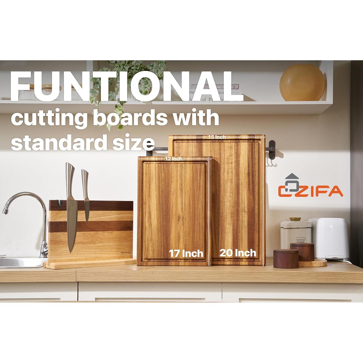 Tabla de Cortar Grande COZIFA de Acacia 43.2x30.5cm con Canal