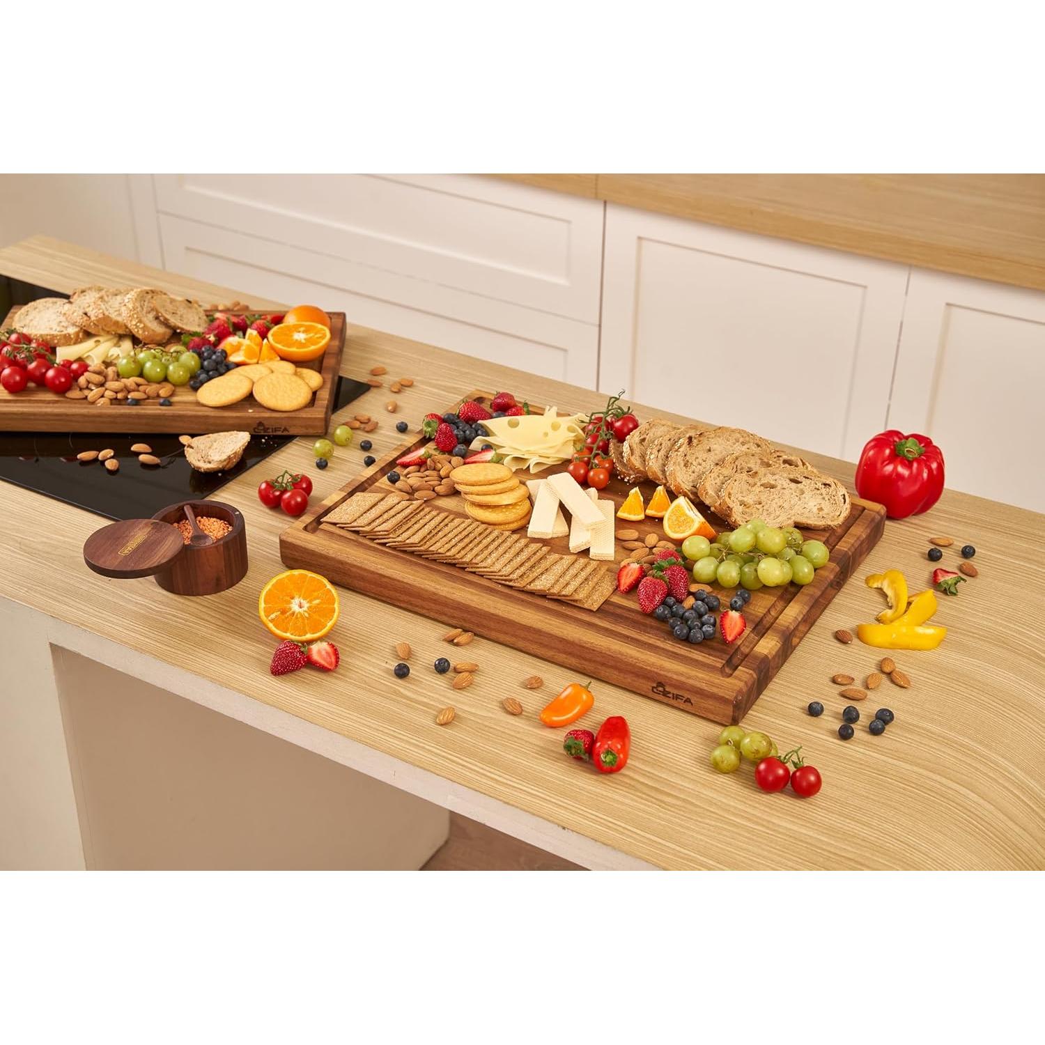 Tabla de Cortar Grande COZIFA de Acacia 43.2x30.5cm con Canal