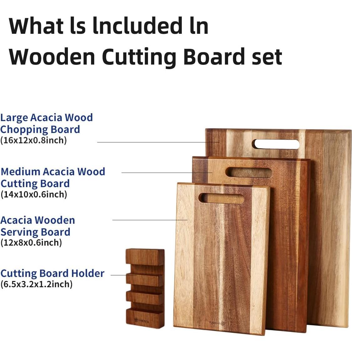 Juego de 3 Tablas de Cortar de Madera Acacia YUSOTAN
