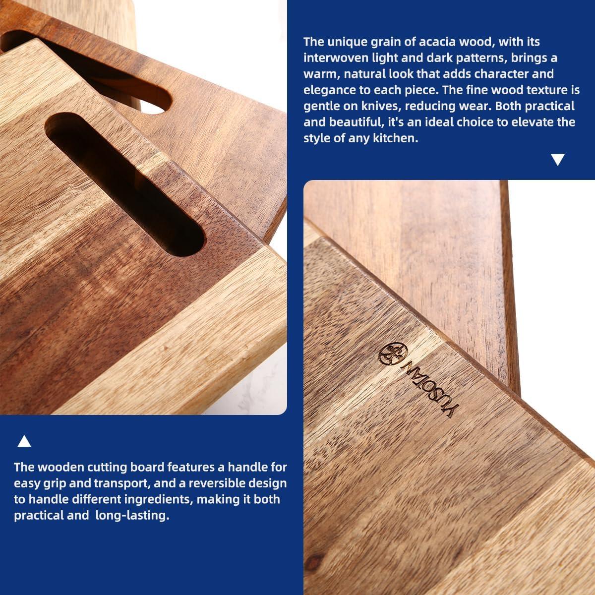 Juego de 3 Tablas de Cortar de Madera Acacia YUSOTAN