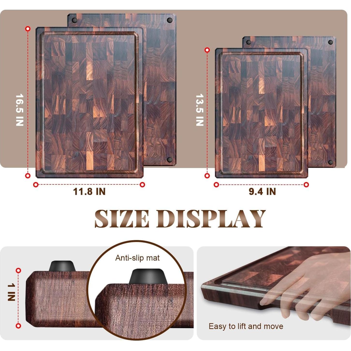 Tabla de Cortar Grande COCOBOSS de Nogal Negro 42x30 cm con Ranura