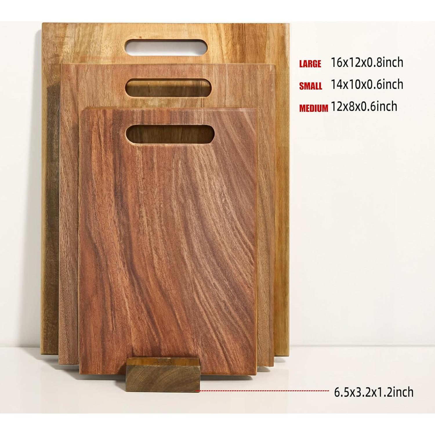 Juego de 3 Tablas de Cortar de Madera de Acacia Cintika