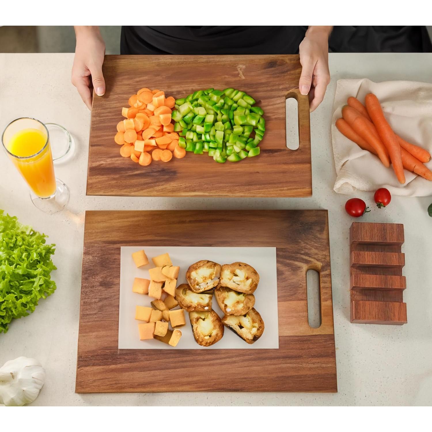 Juego de 3 Tablas de Cortar de Madera de Acacia Cintika