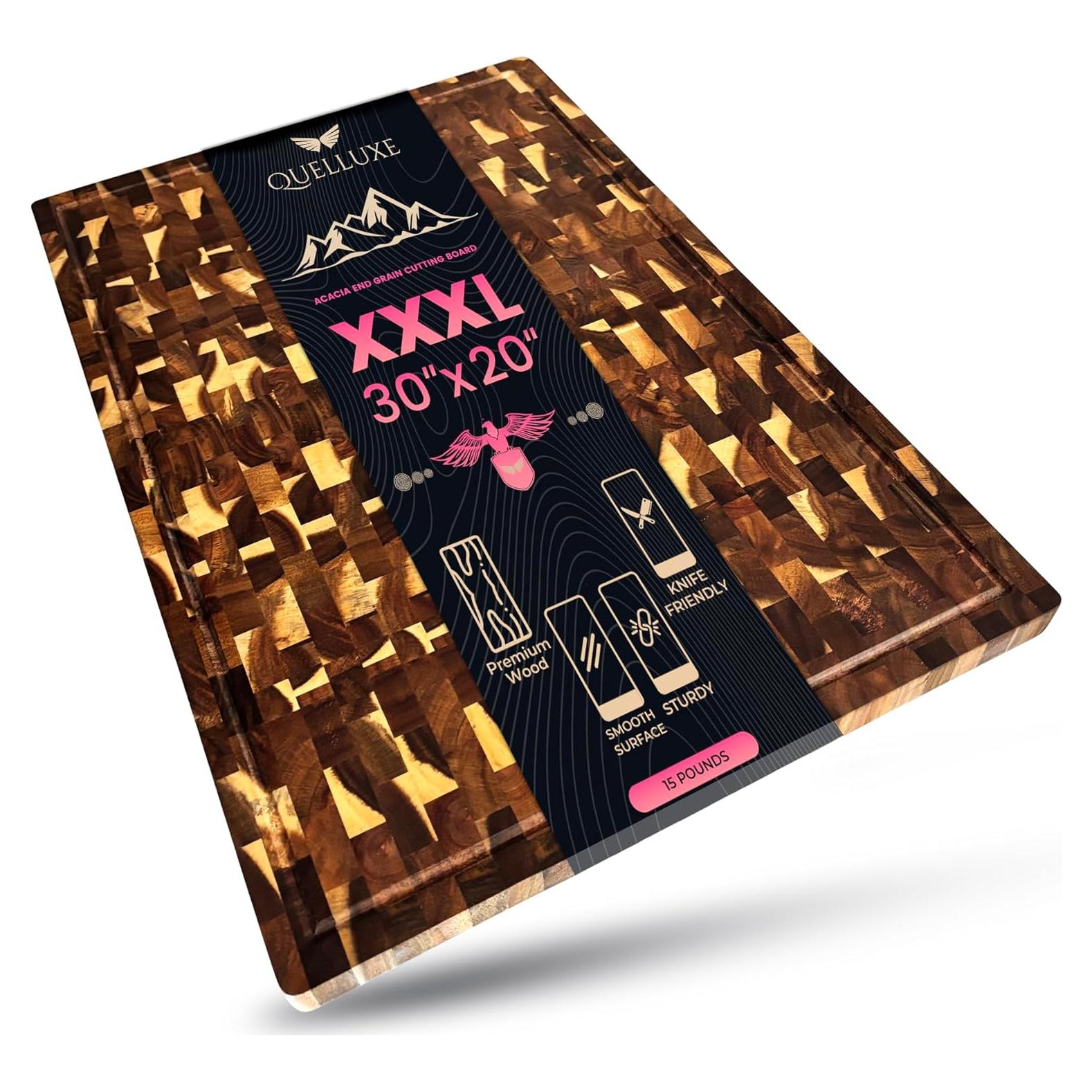Tabla de Cortar Extra Grande de Madera de Acacia QUELLUXE 76.2x50.8cm
